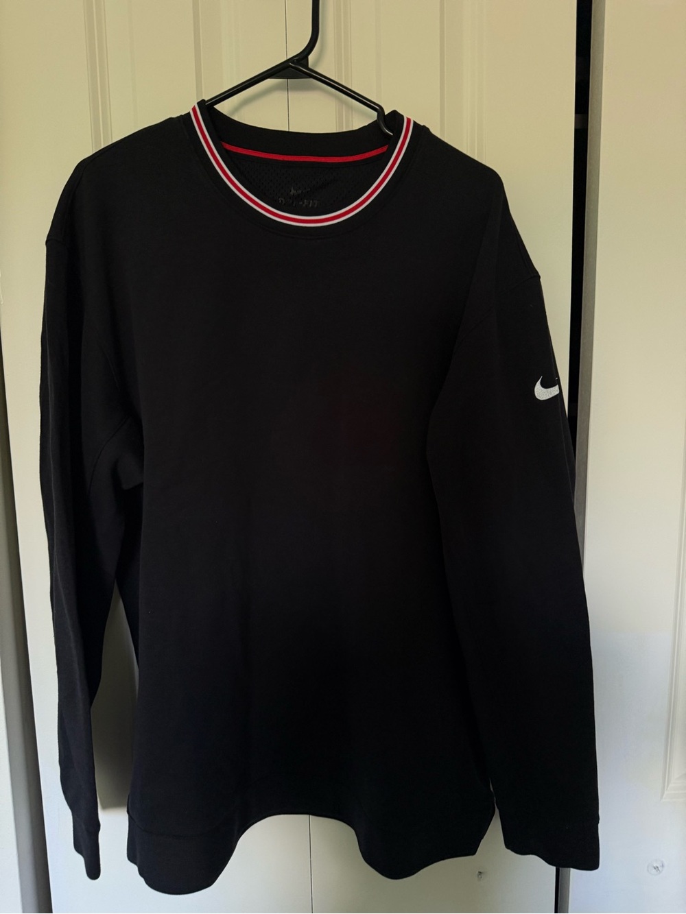 Nike Black Long-Sleeve Crew with Red and White Trim